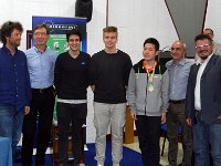 Le tre Medaglie d'Oro e i loro Docenti accompagnatori al Gibertini's corner